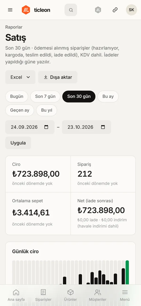 Telefonda satış raporu